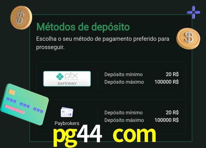 O cassino pg44 com oferece uma grande variedade de métodos de pagamento